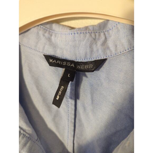 RTR Marissa Webb Emmerson Blue Long Sleeve Tie Waist Shirt Mini Dress Size Large - Picture 5 of 6